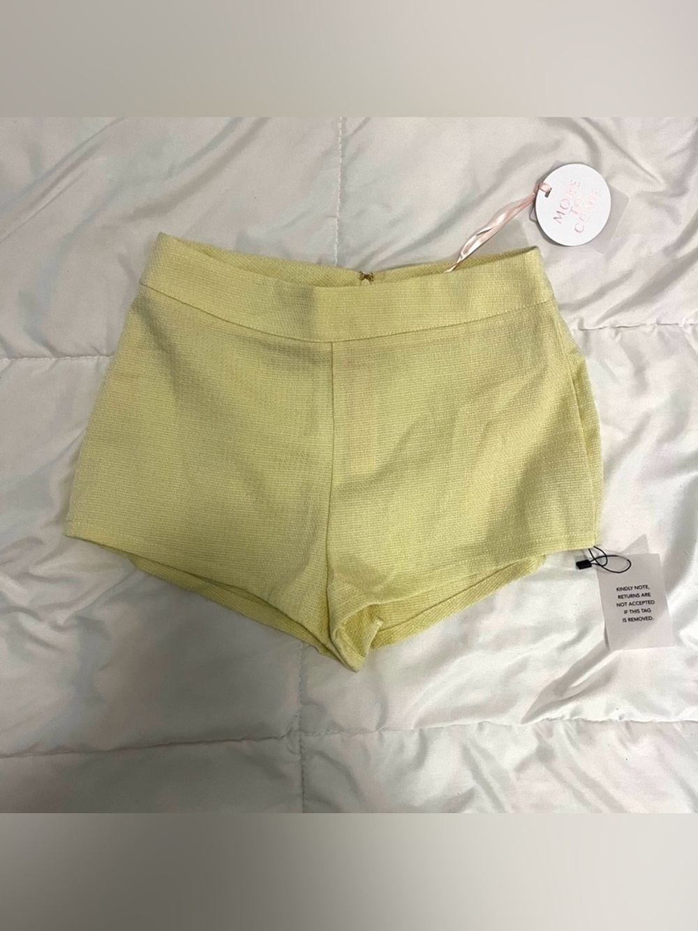 NWT, MORE TO COME Revolve Karsi Shorts in Butter Yellow, size XS